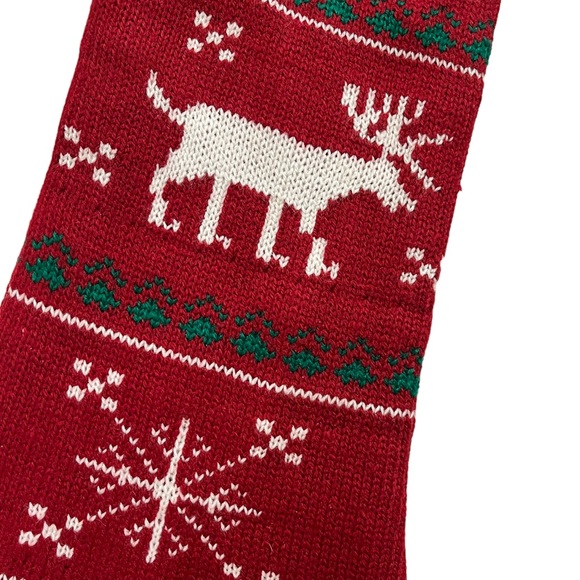 ⭐️ 4/$25 Luxurious Christmas Faux Fur Knit Stocking Red, Fair Isle Style - Picture 7 of 8